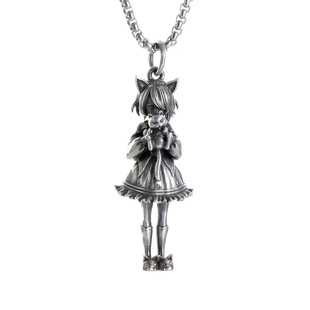 Girl w/ Cat Necklace Longline Doll Cute Slippers Trendy Unisex Goth Edgy Anime